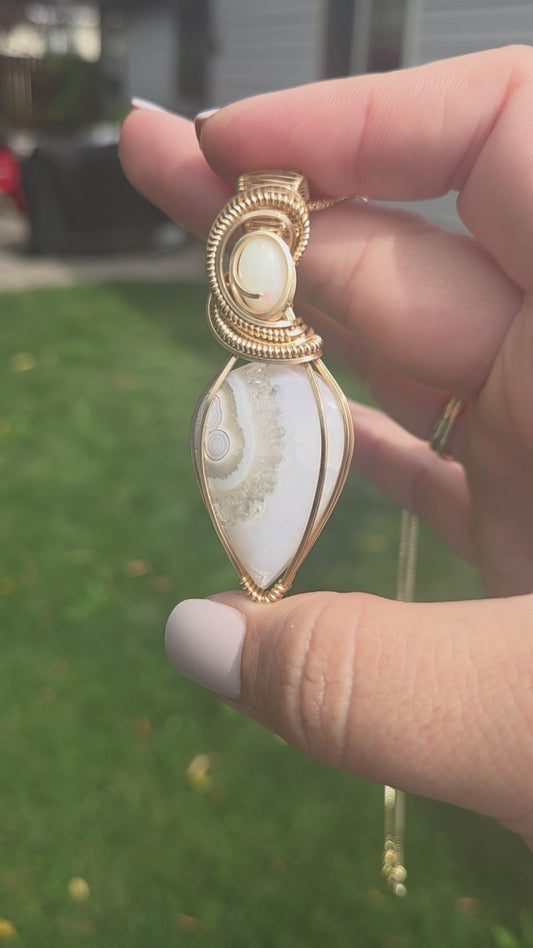 Eye agate and opal in 14kt gold fill