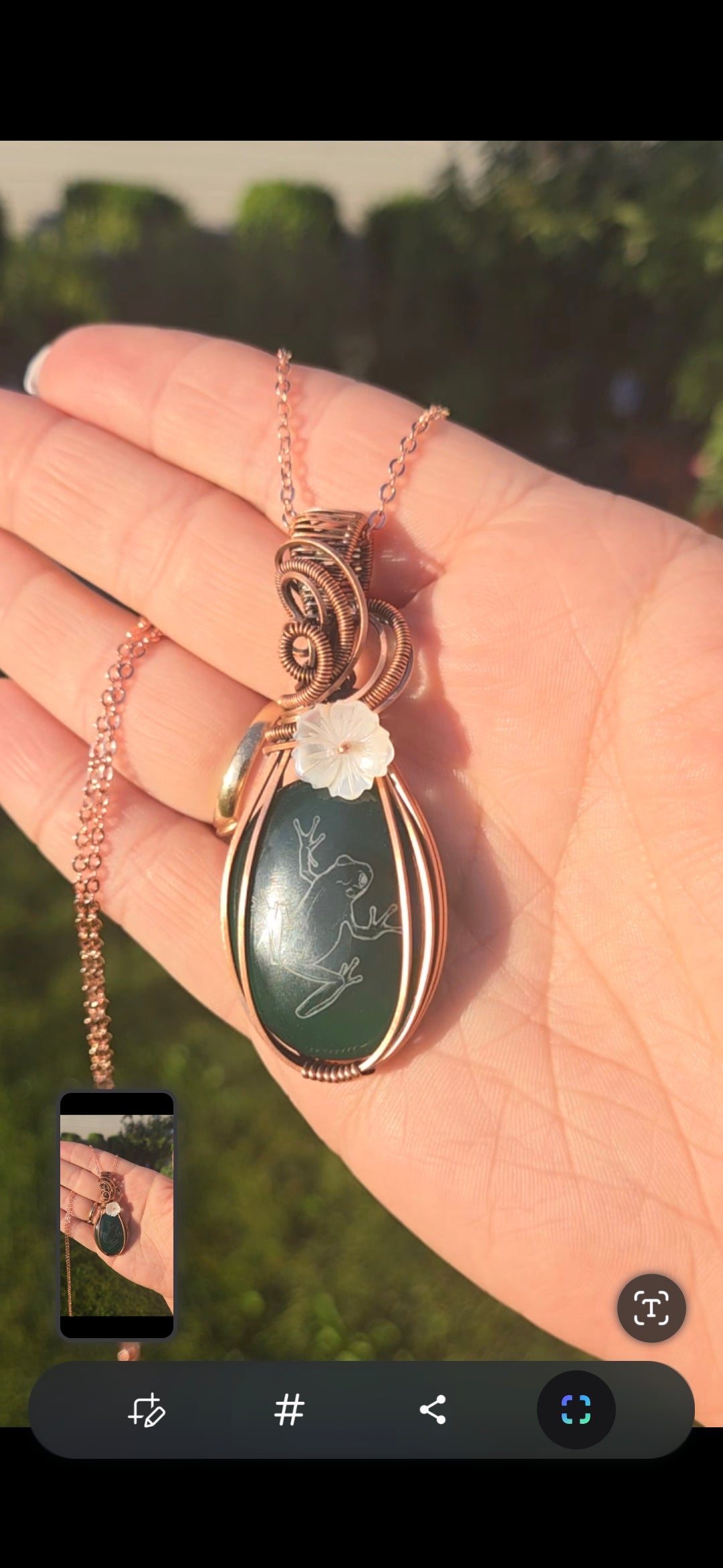 Green Onyx frog in Copper