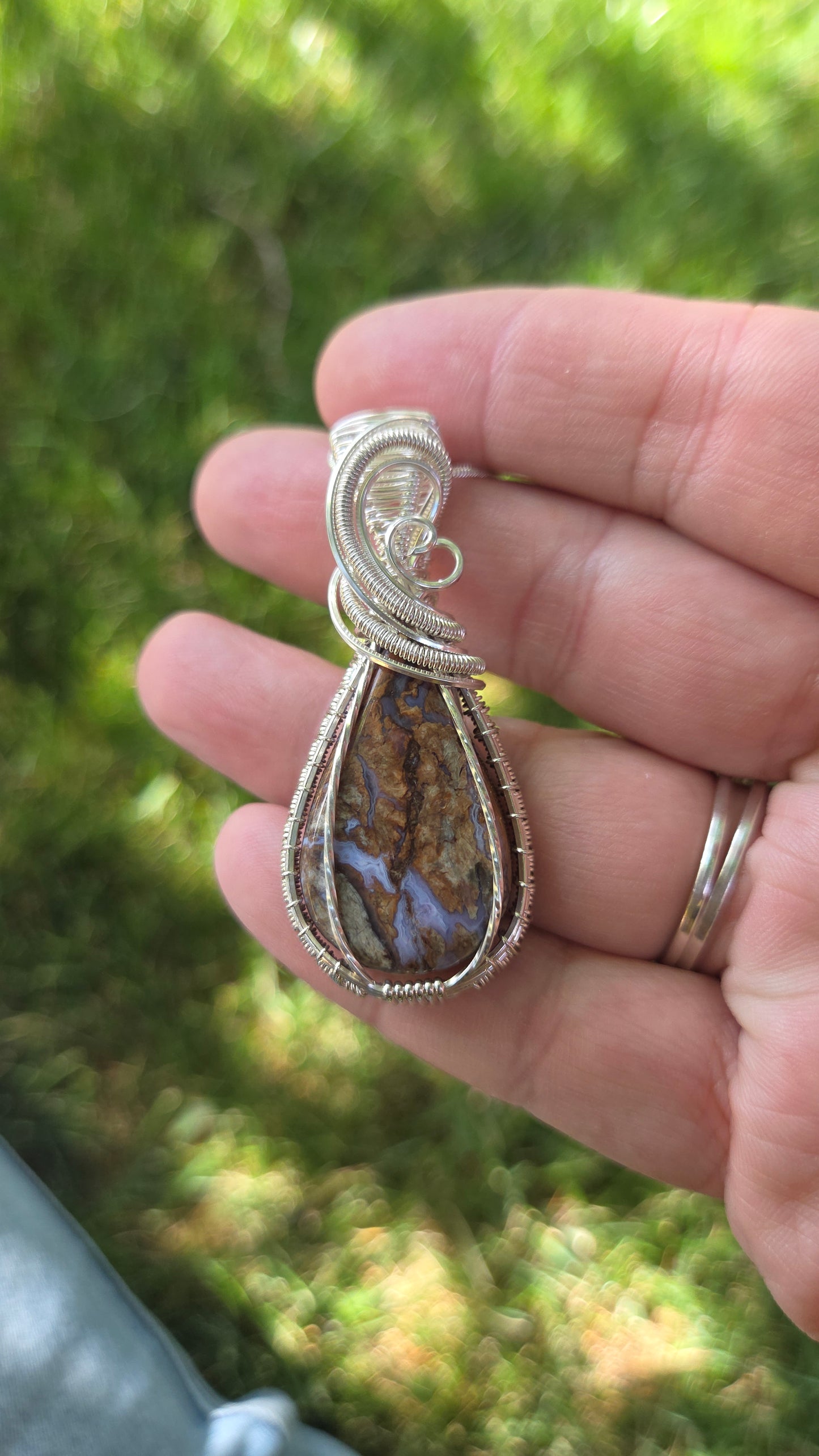 Purple passion agate and pet wood